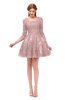 ColsBM Cass Blush Pink Bridesmaid Dresses Zipper Three-fourths Length Sleeve Baby Doll Cute Mini Lace