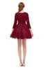ColsBM Cass Burgundy Bridesmaid Dresses Zipper Three-fourths Length Sleeve Baby Doll Cute Mini Lace