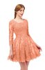 ColsBM Cass Canteloupe Bridesmaid Dresses Zipper Three-fourths Length Sleeve Baby Doll Cute Mini Lace