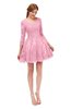 ColsBM Cass Carnation Pink Bridesmaid Dresses Zipper Three-fourths Length Sleeve Baby Doll Cute Mini Lace