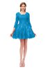 ColsBM Cass Dresden Blue Bridesmaid Dresses Zipper Three-fourths Length Sleeve Baby Doll Cute Mini Lace
