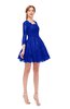 ColsBM Cass Electric Blue Bridesmaid Dresses Zipper Three-fourths Length Sleeve Baby Doll Cute Mini Lace