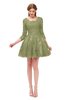 ColsBM Cass Fern Green Bridesmaid Dresses Zipper Three-fourths Length Sleeve Baby Doll Cute Mini Lace