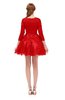 ColsBM Cass Fiery Red Bridesmaid Dresses Zipper Three-fourths Length Sleeve Baby Doll Cute Mini Lace