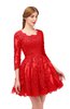 ColsBM Cass Fiery Red Bridesmaid Dresses Zipper Three-fourths Length Sleeve Baby Doll Cute Mini Lace