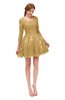 ColsBM Cass Gold Bridesmaid Dresses Zipper Three-fourths Length Sleeve Baby Doll Cute Mini Lace