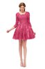 ColsBM Cass Honeysuckle Pink Bridesmaid Dresses Zipper Three-fourths Length Sleeve Baby Doll Cute Mini Lace