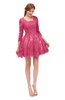 ColsBM Cass Honeysuckle Pink Bridesmaid Dresses Zipper Three-fourths Length Sleeve Baby Doll Cute Mini Lace