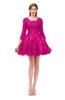 ColsBM Cass Hot Pink Bridesmaid Dresses Zipper Three-fourths Length Sleeve Baby Doll Cute Mini Lace