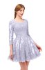 ColsBM Cass Lavender Blue Bridesmaid Dresses Zipper Three-fourths Length Sleeve Baby Doll Cute Mini Lace