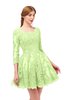 ColsBM Cass Lime Green Bridesmaid Dresses Zipper Three-fourths Length Sleeve Baby Doll Cute Mini Lace