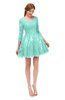 ColsBM Cass Mint Green Bridesmaid Dresses Zipper Three-fourths Length Sleeve Baby Doll Cute Mini Lace