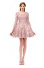 ColsBM Cass Nectar Pink Bridesmaid Dresses Zipper Three-fourths Length Sleeve Baby Doll Cute Mini Lace