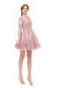 ColsBM Cass Nectar Pink Bridesmaid Dresses Zipper Three-fourths Length Sleeve Baby Doll Cute Mini Lace