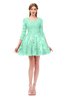 ColsBM Cass Pastel Green Bridesmaid Dresses Zipper Three-fourths Length Sleeve Baby Doll Cute Mini Lace