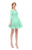 ColsBM Cass Pastel Green Bridesmaid Dresses Zipper Three-fourths Length Sleeve Baby Doll Cute Mini Lace