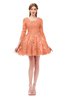 ColsBM Cass Peach Bridesmaid Dresses Zipper Three-fourths Length Sleeve Baby Doll Cute Mini Lace