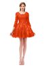 ColsBM Cass Persimmon Bridesmaid Dresses Zipper Three-fourths Length Sleeve Baby Doll Cute Mini Lace