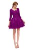 ColsBM Cass Purple Wine Bridesmaid Dresses Zipper Three-fourths Length Sleeve Baby Doll Cute Mini Lace