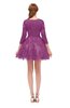 ColsBM Cass Raspberry Bridesmaid Dresses Zipper Three-fourths Length Sleeve Baby Doll Cute Mini Lace
