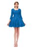 ColsBM Cass Royal Blue Bridesmaid Dresses Zipper Three-fourths Length Sleeve Baby Doll Cute Mini Lace