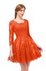 ColsBM Cass Spicy Orange Bridesmaid Dresses Zipper Three-fourths Length Sleeve Baby Doll Cute Mini Lace