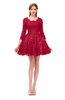 ColsBM Cass Tango Red Bridesmaid Dresses Zipper Three-fourths Length Sleeve Baby Doll Cute Mini Lace