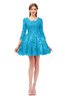 ColsBM Cass Turquoise Bridesmaid Dresses Zipper Three-fourths Length Sleeve Baby Doll Cute Mini Lace