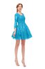 ColsBM Cass Turquoise Bridesmaid Dresses Zipper Three-fourths Length Sleeve Baby Doll Cute Mini Lace