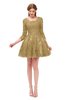 ColsBM Cass Venetian Gold Bridesmaid Dresses Zipper Three-fourths Length Sleeve Baby Doll Cute Mini Lace