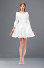ColsBM Cass White Bridesmaid Dresses Zipper Three-fourths Length Sleeve Baby Doll Cute Mini Lace