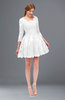 ColsBM Cass White Bridesmaid Dresses Zipper Three-fourths Length Sleeve Baby Doll Cute Mini Lace