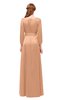 ColsBM Martha Apricot Bridesmaid Dresses Floor Length Ruching Zip up V-neck Long Sleeve Glamorous