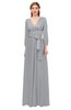 ColsBM Martha Ash Bridesmaid Dresses Floor Length Ruching Zip up V-neck Long Sleeve Glamorous