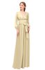 ColsBM Martha Autumn Blonde Bridesmaid Dresses Floor Length Ruching Zip up V-neck Long Sleeve Glamorous
