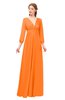 ColsBM Martha Autumn Glory Bridesmaid Dresses Floor Length Ruching Zip up V-neck Long Sleeve Glamorous