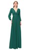 ColsBM Martha Bayberry Bridesmaid Dresses Floor Length Ruching Zip up V-neck Long Sleeve Glamorous
