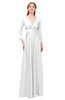 ColsBM Martha Blanc De Blanc Bridesmaid Dresses Floor Length Ruching Zip up V-neck Long Sleeve Glamorous