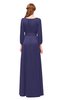 ColsBM Martha Blue Ribbon Bridesmaid Dresses Floor Length Ruching Zip up V-neck Long Sleeve Glamorous