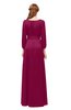 ColsBM Martha Burgundy Bridesmaid Dresses Floor Length Ruching Zip up V-neck Long Sleeve Glamorous