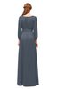 ColsBM Martha Charcoal Bridesmaid Dresses Floor Length Ruching Zip up V-neck Long Sleeve Glamorous