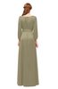 ColsBM Martha Cornstalk Bridesmaid Dresses Floor Length Ruching Zip up V-neck Long Sleeve Glamorous