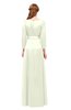 ColsBM Martha Cream Bridesmaid Dresses Floor Length Ruching Zip up V-neck Long Sleeve Glamorous