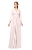 ColsBM Martha Creole Pink Bridesmaid Dresses Floor Length Ruching Zip up V-neck Long Sleeve Glamorous