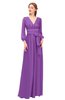 ColsBM Martha Dahlia Bridesmaid Dresses Floor Length Ruching Zip up V-neck Long Sleeve Glamorous