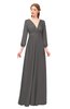 ColsBM Martha Dark Gull Gray Bridesmaid Dresses Floor Length Ruching Zip up V-neck Long Sleeve Glamorous