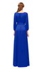 ColsBM Martha Dazzling Blue Bridesmaid Dresses Floor Length Ruching Zip up V-neck Long Sleeve Glamorous