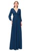 ColsBM Martha Eclipse Bridesmaid Dresses Floor Length Ruching Zip up V-neck Long Sleeve Glamorous