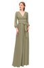 ColsBM Martha Ermine Bridesmaid Dresses Floor Length Ruching Zip up V-neck Long Sleeve Glamorous