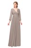 ColsBM Martha Etherea Bridesmaid Dresses Floor Length Ruching Zip up V-neck Long Sleeve Glamorous